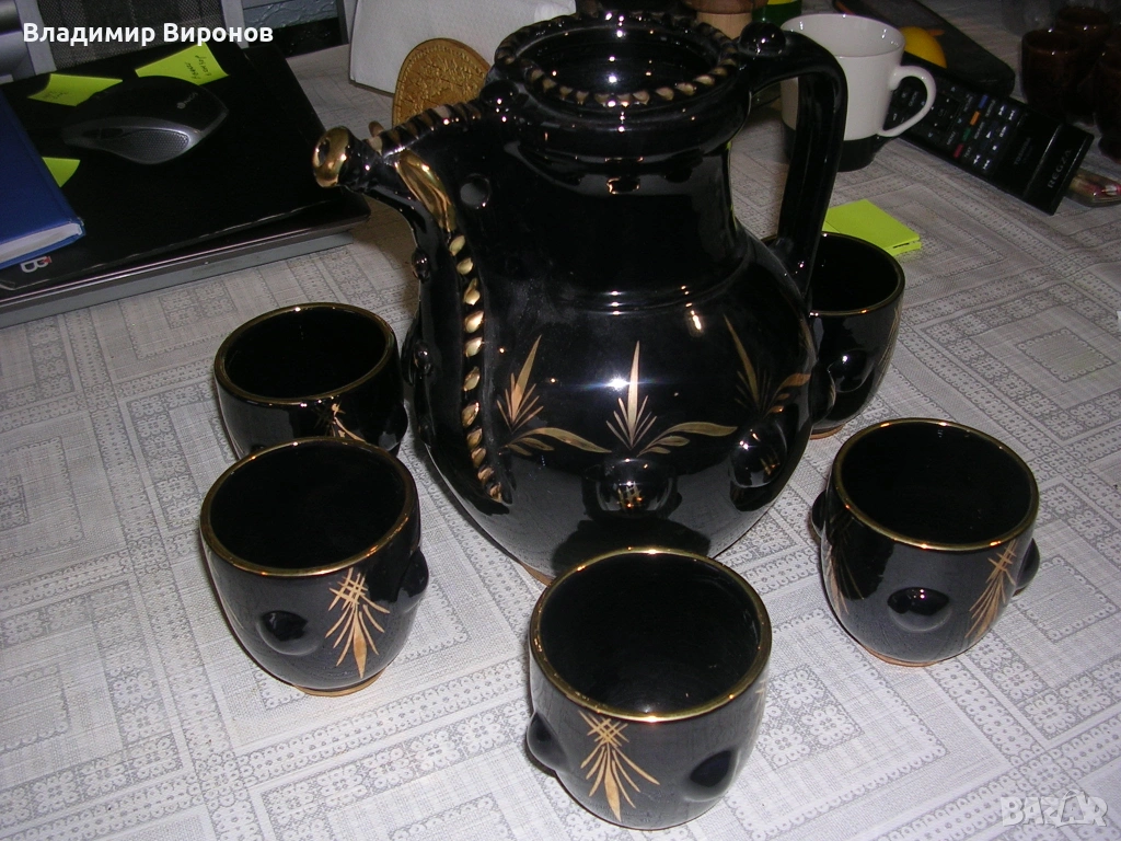 Сервиз за вино  керамика от соца, снимка 1