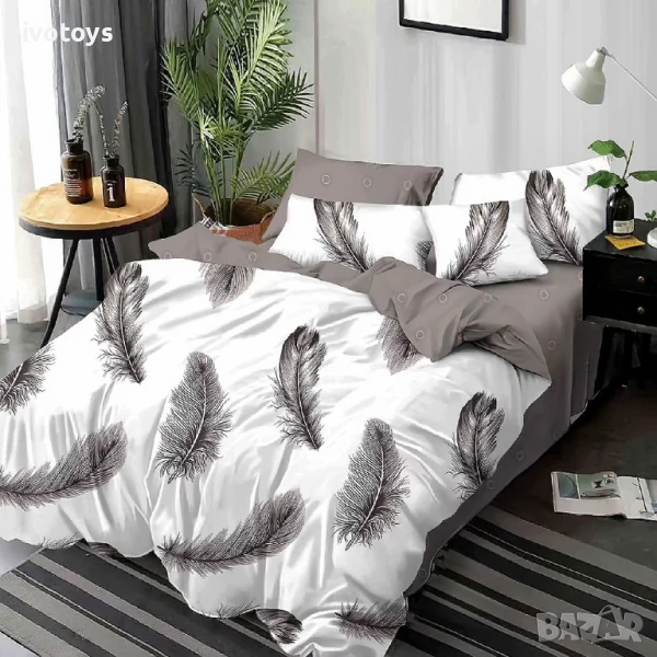 Двулицево спално бельо с ластик, 6 части - Модел WS17503, снимка 1