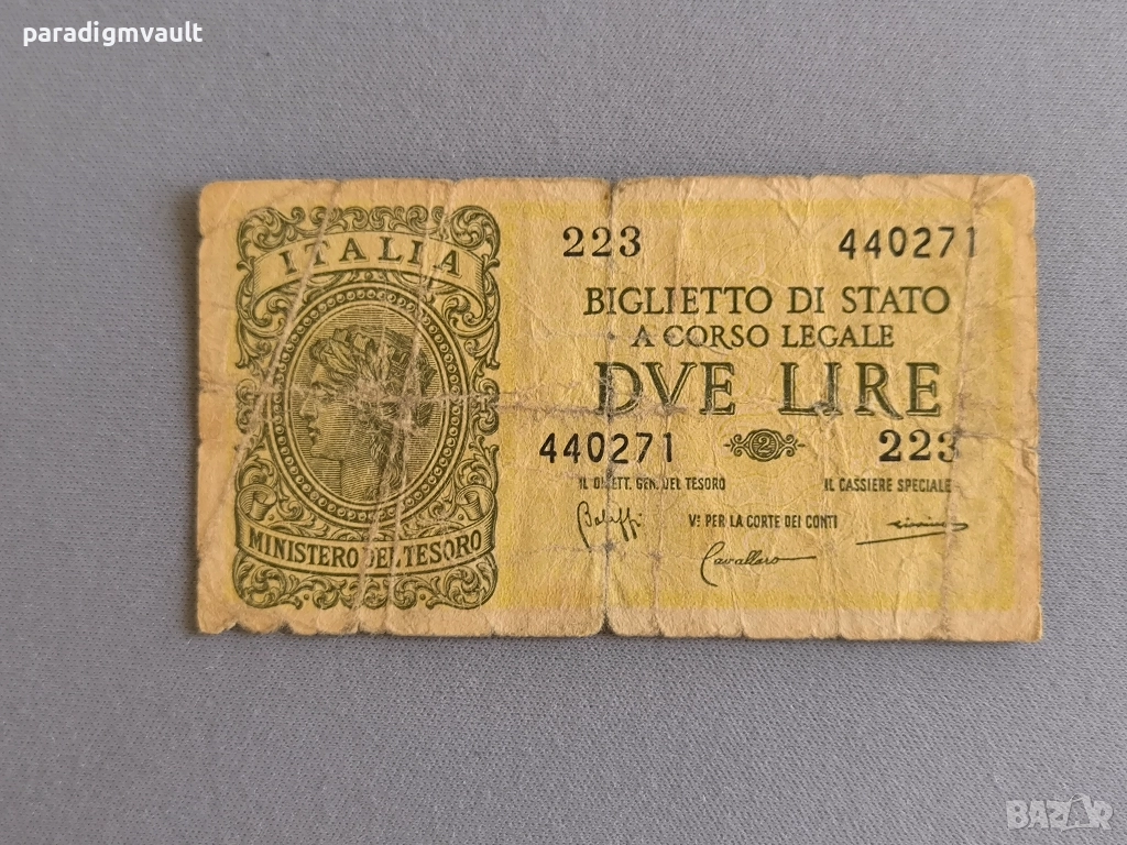Банкнота - Италия - 2 лири | 1944г., снимка 1