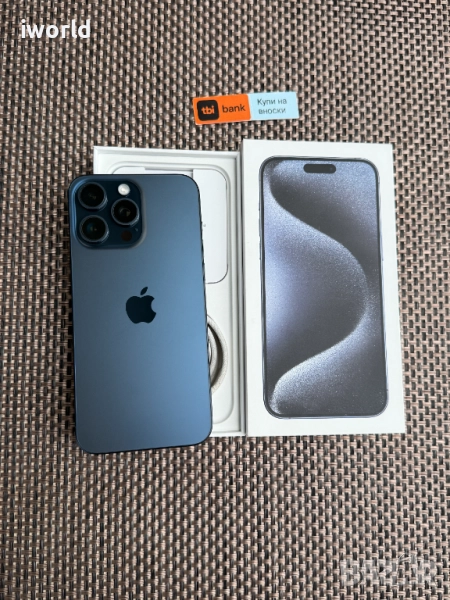 КАТО НОВ❗️iPhone 15 Pro MAX ❗️Лизинг от 50лв/м ❗️Blue Titanium 256Gb❗️, снимка 1