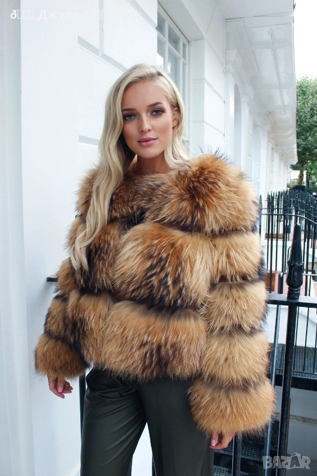 Палто с естествен косъм от сребърна лисица, снимка 1