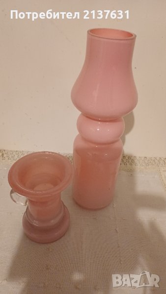 НОВ ! Комплект  ВАЗА и СВЕЩНИК   в розово, снимка 1