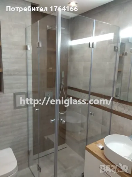 Стъклен параван за баня хармоника с антиваровик стъкла и повдигащи панти, снимка 1