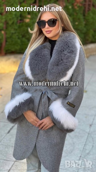 Дамско луксозно палто кашмир вълна и лисица код 95, снимка 1