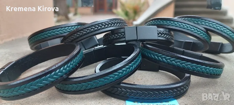 Мъжки гривни от есстествена кожа. Бижута Луди гъби., снимка 1