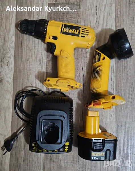 Dewalt винтоверт батерия зарядно плюс фенер, снимка 1