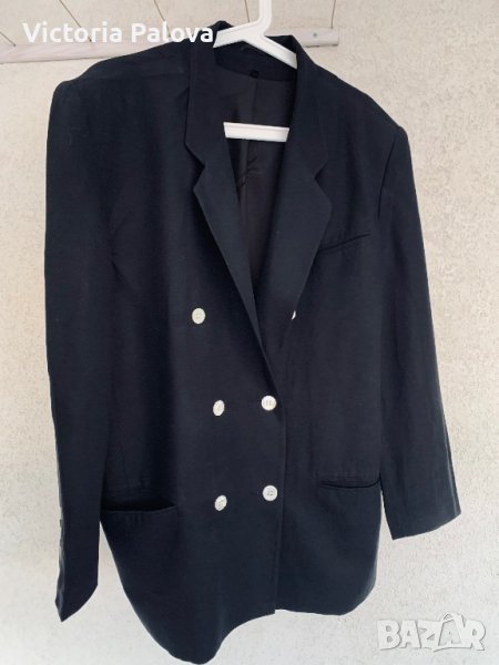 Черно ленено сако овърсайз, снимка 1