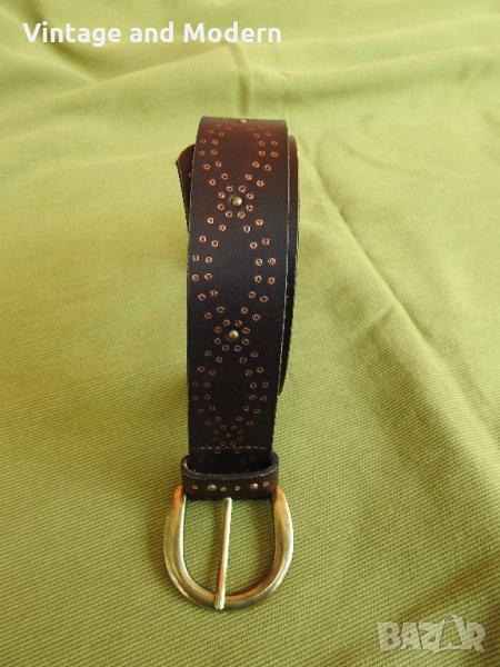 Дамски кафяв кожен колан 85 см, снимка 1
