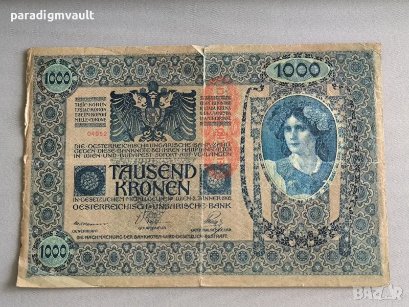 Банкнота - Австро-Унгария - 1000 крони | 1902г., снимка 1
