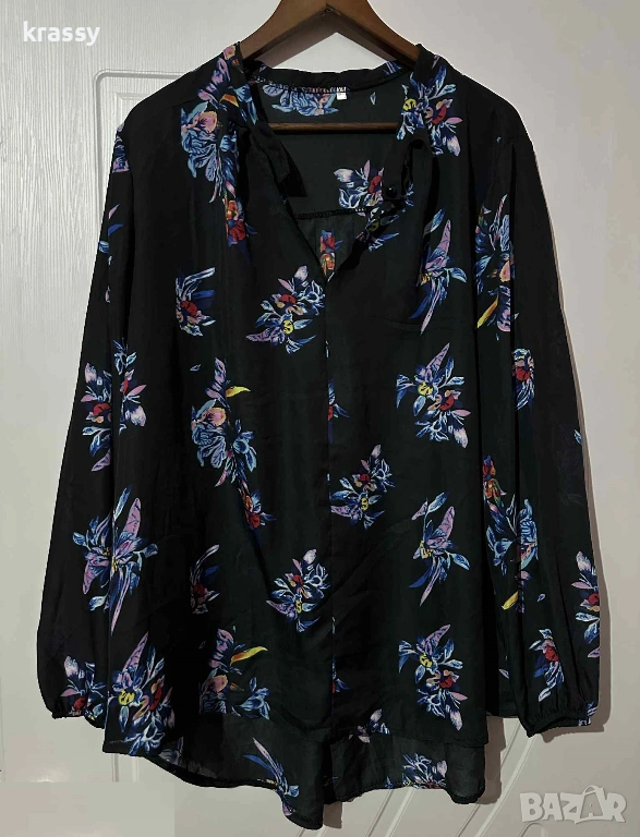 Страхотна голяма дамска блуза на цветя (размер 2ХЛ), снимка 1
