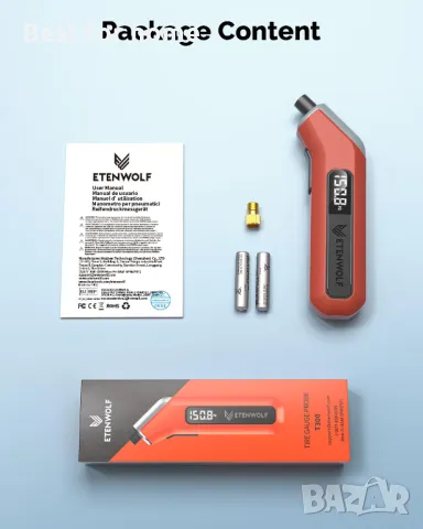  Цифров манометър за гуми с LED дисплей ETENWOLF, снимка 6 - Аксесоари и консумативи - 49644678