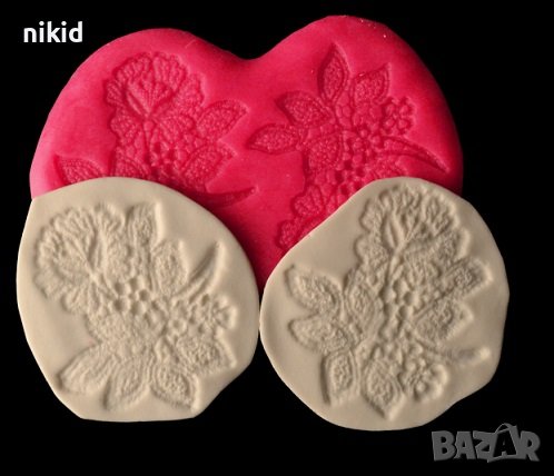 2 дантелени цветя 2 част тип вейнър дантела силиконов молд форма фондан декор торта гъмпейст, снимка 2 - Форми - 37625262