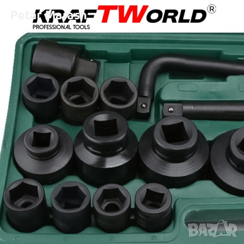 Камионджийско гедоре 26 части KraftWorld – 3/4″ & 1″, ударни вложки 21–65 мм, снимка 6 - Гедорета - 51452218