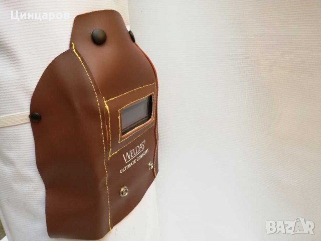 WELDAS Маска заваръчна кожена,соларен панел реален цвят DIN 5-13.Сменяема  батерия в Други машини и части в гр. Пазарджик - ID29917016 — Bazar.bg