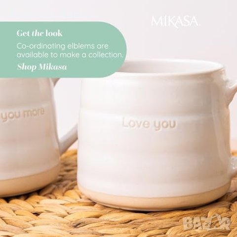 Нов Комплект Mikasa 2 броя Керамични Чаши 380ml Обичам те идеален подарък, снимка 2 - Други стоки за дома - 42745693