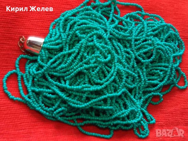 РАЗКОШНА ТЮРКОАЗЕНА МЪНИСТЕНА ОГЪРЛИЦА РЪЧНА ИЗРАБОТКА РЕТРО АРТ СТИЛ БИЖУ 47275, снимка 6 - Колиета, медальони, синджири - 47187237