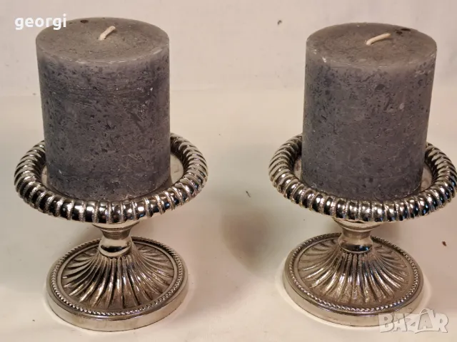 два метални свещника за големи свещи 7/1, снимка 1
