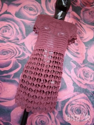 Атрактивна мрежеста туника рокля за плаж Пепел от рози М, снимка 5 - Туники - 37427329