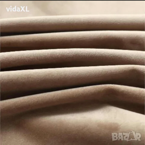 vidaXL Затъмняващи завеси с халки, 2 бр, кадифе, бежови, 140x175 см, снимка 4 - Пердета и завеси - 56146009