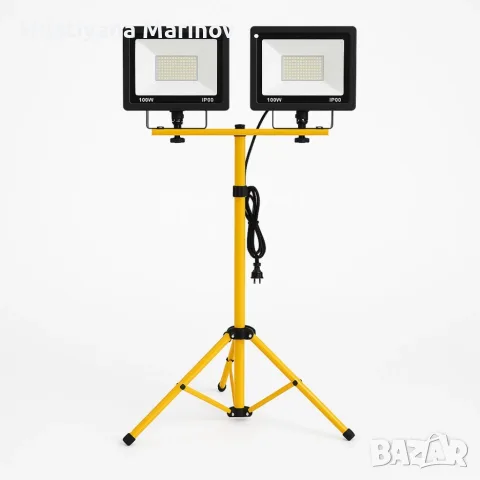 ⚡ LED работна лампа с тринога и два прожектора 100W IP66, снимка 2 - Прожектори - 56099401