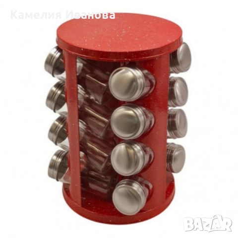 Комплект за подправки Voltz OV51217A16 4 стр.,16 бурк. ,Червен, инокс /неръж.стомана