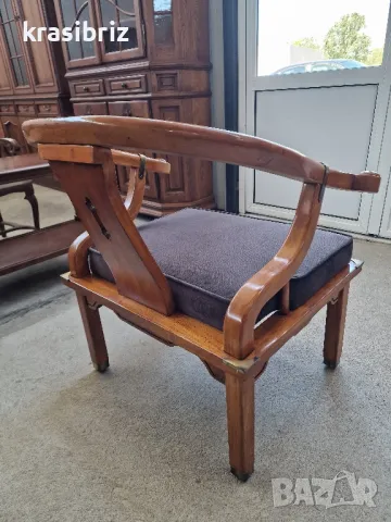 Ръчно изработен масивен акцентен стол в стил подкова Джеймс Монт!-внос от Германия!, снимка 4 - Столове - 50344480