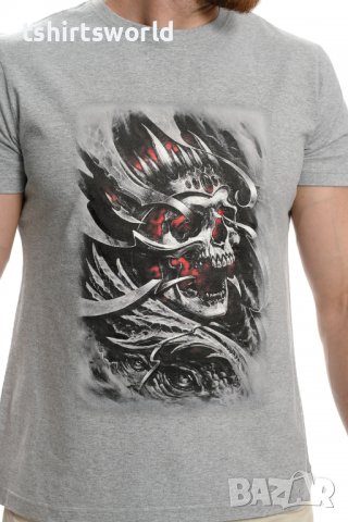 Нова мъжка тениска с дигитален печат 3D Череп (Скелет), снимка 2 - Тениски - 37664177