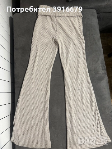 Сив панталон с широк крачол и ниска талия + горнище без презрамки , снимка 4 - Комплекти - 51967545