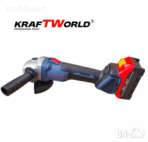 Акумулаторен Ъглошлайф 125мм Kraftworld с 2 Батерии в Куфар, снимка 3 - Други инструменти - 50483707