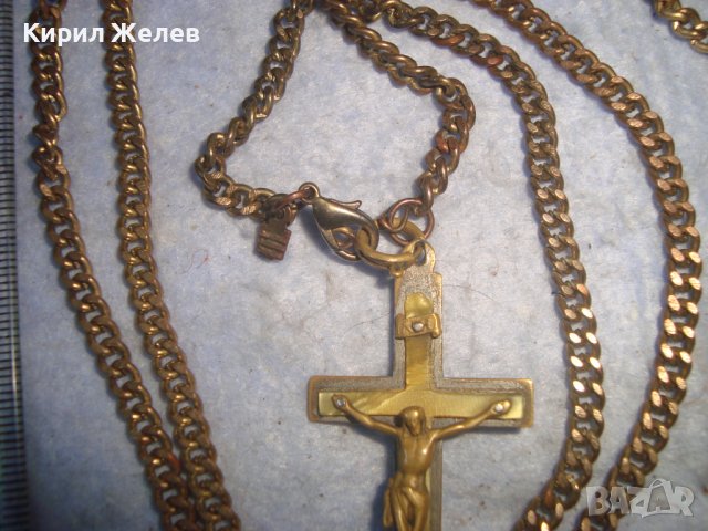 СТАРИННО ПОСРЕБРЕНО БРОНЗОВО РАЗПЯТИЕ КРЪСТ МАЙСТОРСКА РЯДКА РАБОТА с ПОЗЛАТЕНА РЕТРО ВЕРИЖКА 17316 , снимка 11 - Антикварни и старинни предмети - 37170808