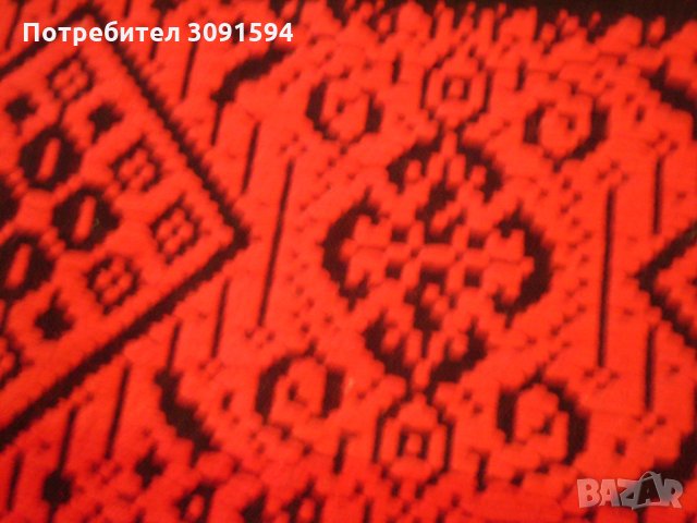 Червена  тъкана покривка килим памучни конци, снимка 9 - Антикварни и старинни предмети - 34518969