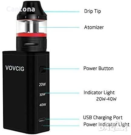VOVCIG Вейп/ ел. цигара 40 W Mod, 3 режима на работа, 1600 mAh, Регулируеми ватове, снимка 1