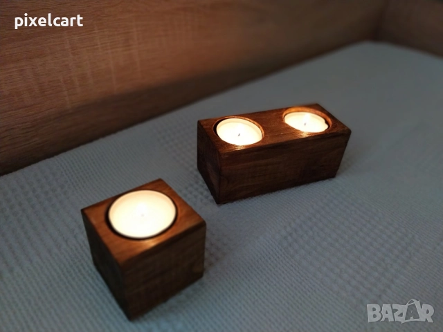 Декоративен сет от 2 части - цвят орех + Подарък 6 чаени свещи, снимка 7 - Декорация за дома - 52173653