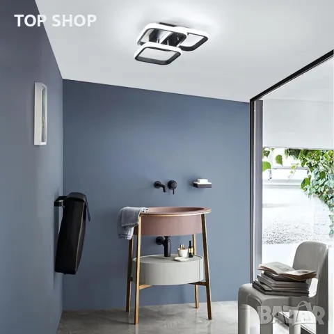 EIDISUNY LED таванна лампа Модерна 40W LED, 3 квадрата-Черна (студена бяла светлина 6000K), снимка 6 - Лед осветление - 49566657