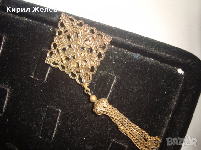 ПРЕКРАСЕН СТАРИНЕН ФИЛИГРАНЕН ПОЗЛАТЕН БРОНЗОВ Ар НУВО ПЕНДАНТ със СКЪПОЦЕНЕН КАМЪК ЛАЗУРИТ 4951, снимка 4 - Антикварни и старинни предмети - 31292797