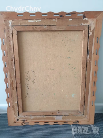 Kazakos 82х67см Казакос/голяма стара гръцка картина масло върху платно/възрожденски къщи/дърворезба, снимка 10 - Картини - 51404425