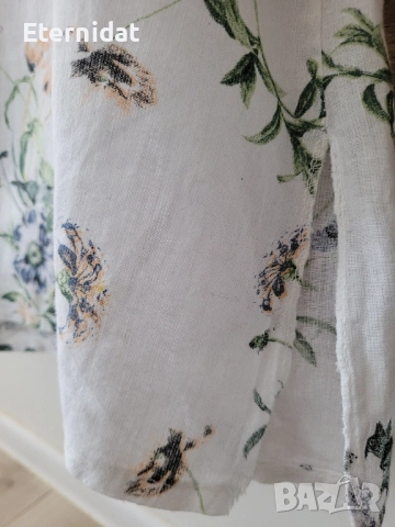Бяла рокля или туника лен на цветя , снимка 5 - Рокли - 51483104