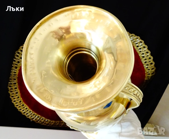 Царски бронзов свещник,ваза,рубин,сапфир,35 см.,780 гр. , снимка 13 - Антикварни и старинни предмети - 51609334