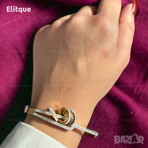 Дамска елегантна гривна с 3 ринга,камъни цирконии