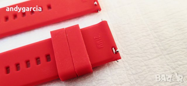  21мм червена силиконова каишка универсална с патенти чисто нова, снимка 3 - Каишки за часовници - 42497909