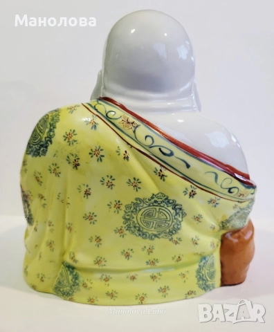 Голяма порцеланова статуетка Buddha Ho Tai, произведена в Китай през 50/60те години на миналия век., снимка 7 - Колекции - 52668255