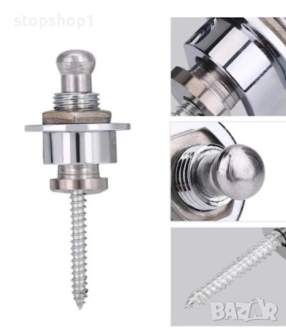 Комплект от 2 ключалки за каишка за китара, неплъзгащи се бутони, система за поддържане на каишка, снимка 3 - Китари - 53998513