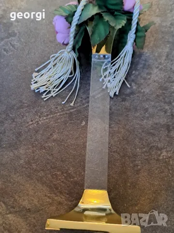 бронзов свещник с декоративна свещ със златни люспи  7/4, снимка 10 - Декорация за дома - 49820492