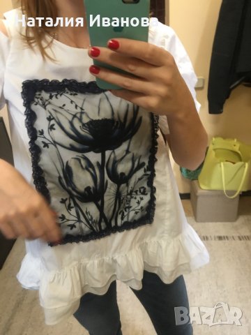 Ефирна бяла памучна блуза, снимка 2 - Корсети, бюстиета, топове - 29174304