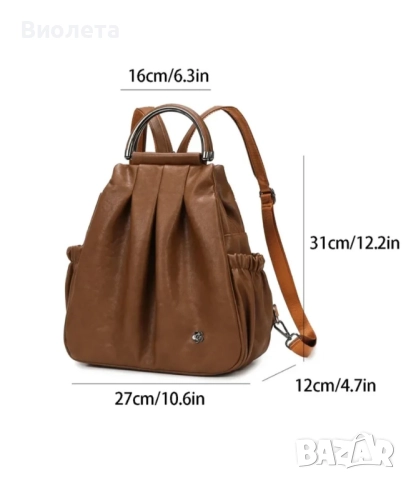 Стилна дамска кожена раница Angélica Backpack, снимка 4 - Чанти - 52865683