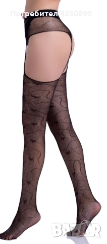 Еротичен чорапогащник с отворено дъно с жартиерен колан - Код С-6072, снимка 3 - Бельо - 51974501