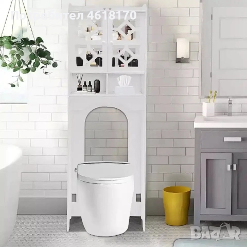 Етажерка с шкаф над тоалетна с 4 нива за съхранение устойчив на влага и плесени, снимка 5 - Етажерки - 52038077