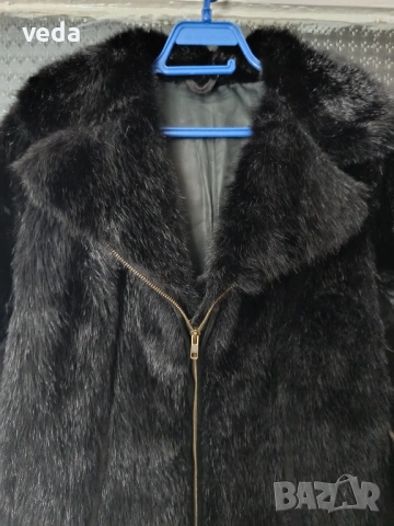 Късо кожено палто/яке естествен косъм с цип М/S УНИСЕКС, снимка 3 - Якета - 53258469