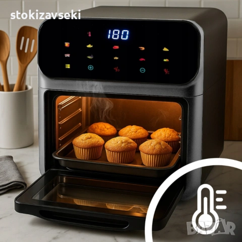 Еър фрайър и фурна 2-в-1 , XXL Капацитет 8.5L, 1350W, 10 Програми, LED Тъч дисплей, снимка 8 - Фритюрници - 54083064