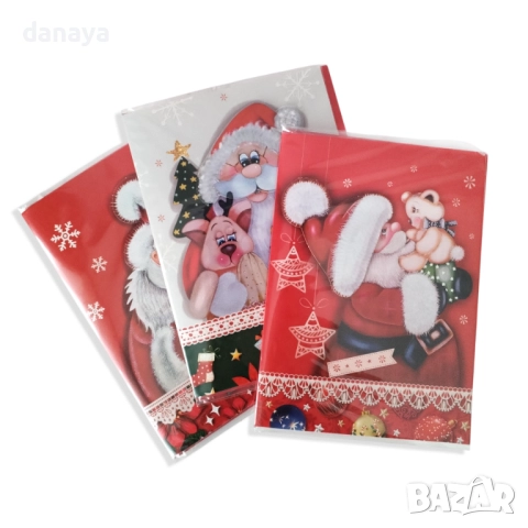 6274 Музикална коледна картичка с червен плик, 20×14.5 см, със светлина и мелодия, снимка 5 - Декорация за дома - 52392730